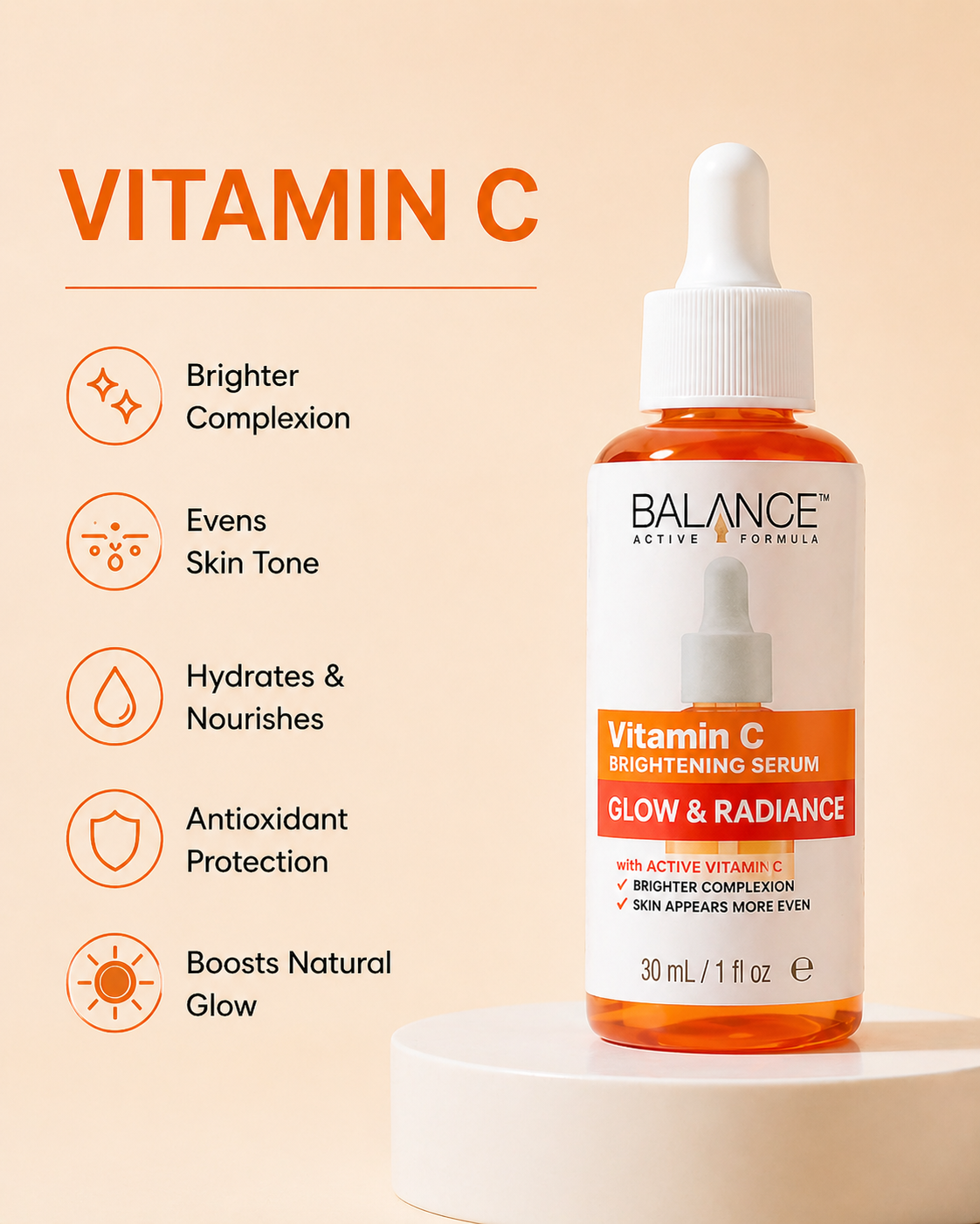 Balance Vitamin C Brightening Serum – Glow & Radiance (30ml)